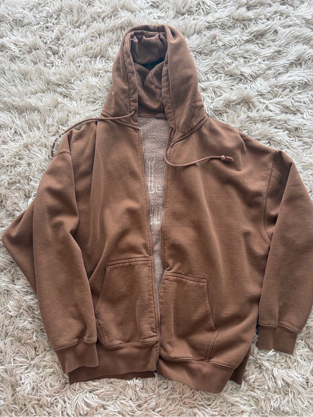 Brandy Melville Brown Zip-Up Hoodie